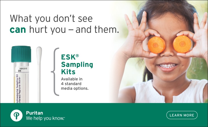 LIttle girl holding up carrots pieces and text about Puritan ESK swabs