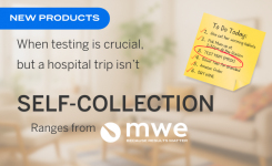Self Collection by MWE featuring a home and a sticky note with reminders including MRSA testing